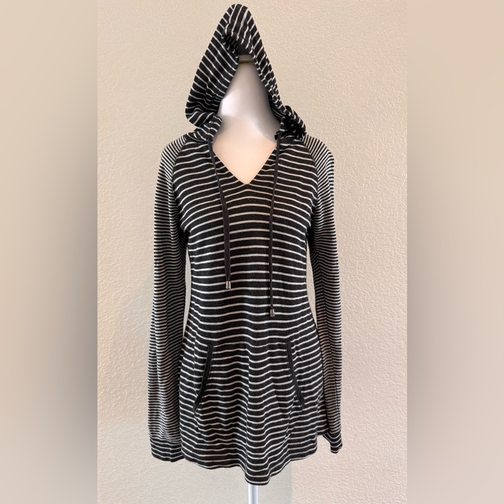 Spense Striped Hooded Pullover Size S – Hi-Low Hem Kangaroo Pocket